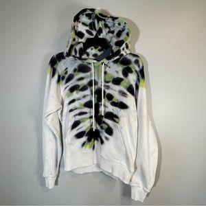Hudson Pullover Cotton Tie-Dye Hoodie White Black Size S